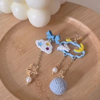 long drop woman earrings bunny bowknot cloud moon stars tassel pendant eardrop jewelry kawaii party accessory pendientes mujer