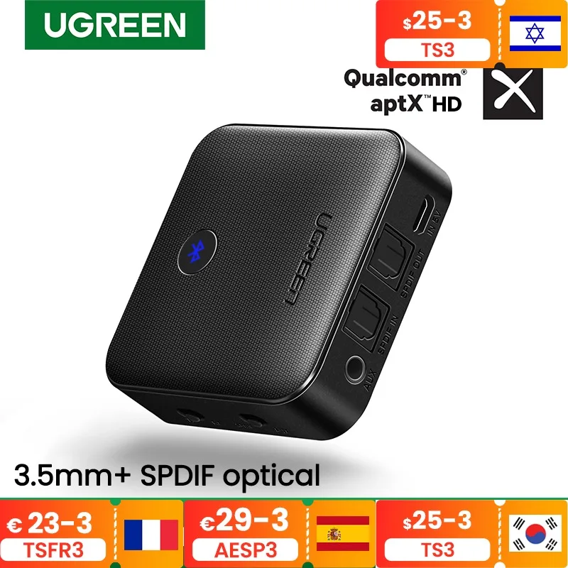 Беспроводной аудиоадаптер UGREEN Bluetooth 5 0 приемник-передатчик APTX HD 2 в 1 цифровой