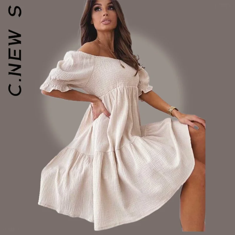 

C.New S Women New Dress Temperament Sweet Dress Short Backless Party Dresses Lazy Cheap Female Woman Clothes Vestidos