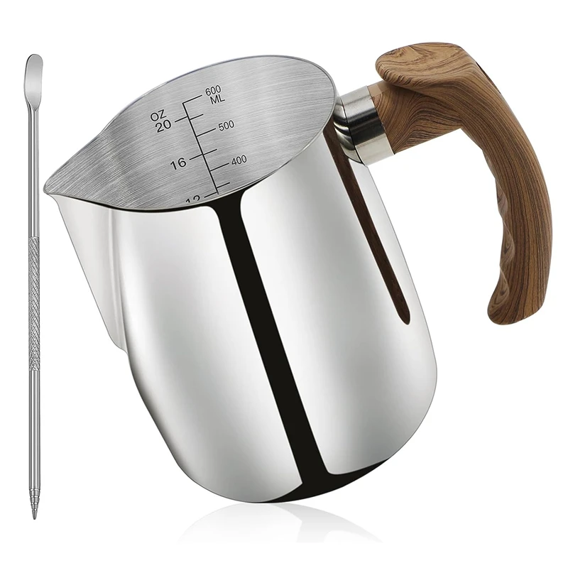 

1 Set Milk Frothing Pitcher 20 OZ (600ML),Espresso Steaming Pitchers With Anti-Scald Handle