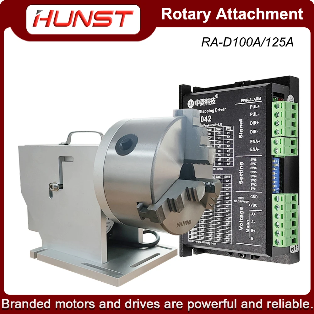 HUNST D100/125 3jaw Rotary Axis Diameter 100/125mm Max For Fiber CO2 UV Laser Carving Engraving Marking Machine.