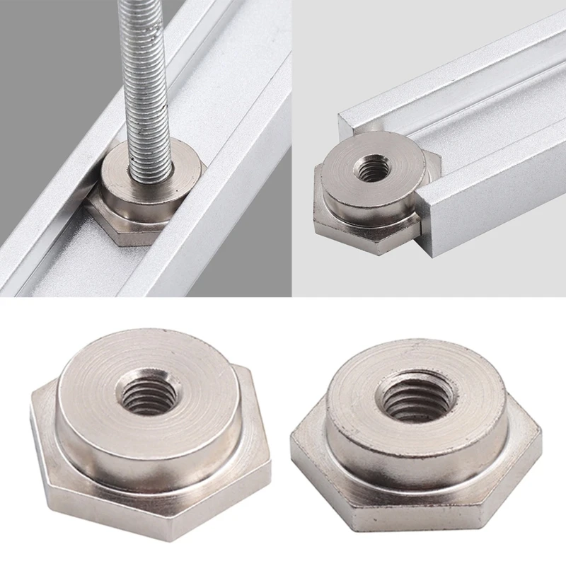 

M6/M8 T-Track T-slot Hexagon Slider Durable Press Plate Fixture Slot Aluminum Alloy Carpenter for DIY Woodworking Tool