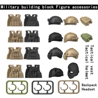 50pcs military figure accessories building blocks vest helmet belt mask headset spare parts moc bricks boys toys for children