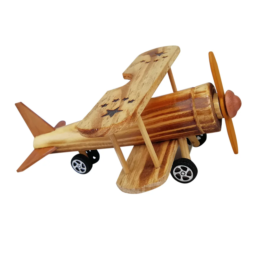 

Airplane Model Wooden Statue Desktop Craft Decoration for Hotel Home Office Tabletop Decor Kids Gift Favor