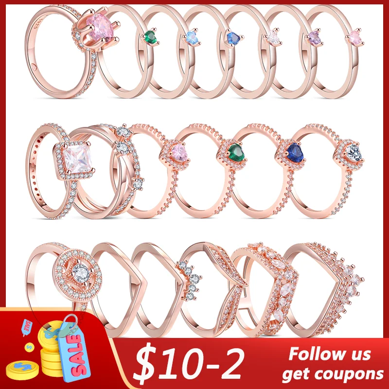 Женские кольца из серебра 925 пробы с цветным фианитом короной и паве |