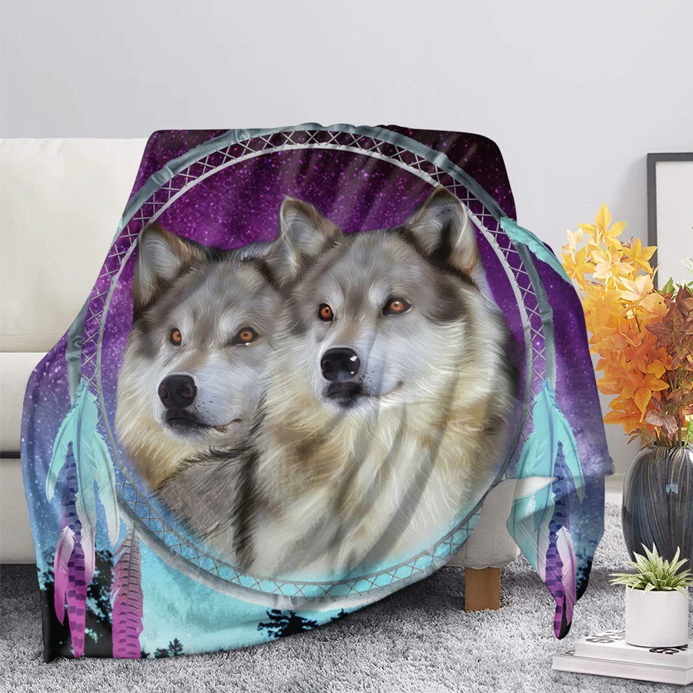 

Love Wolf Blanket 3D Print Home Decoration Plush Quilt Flannel Blanket Home Bedding Office Nap Blanket Sherpa blanket