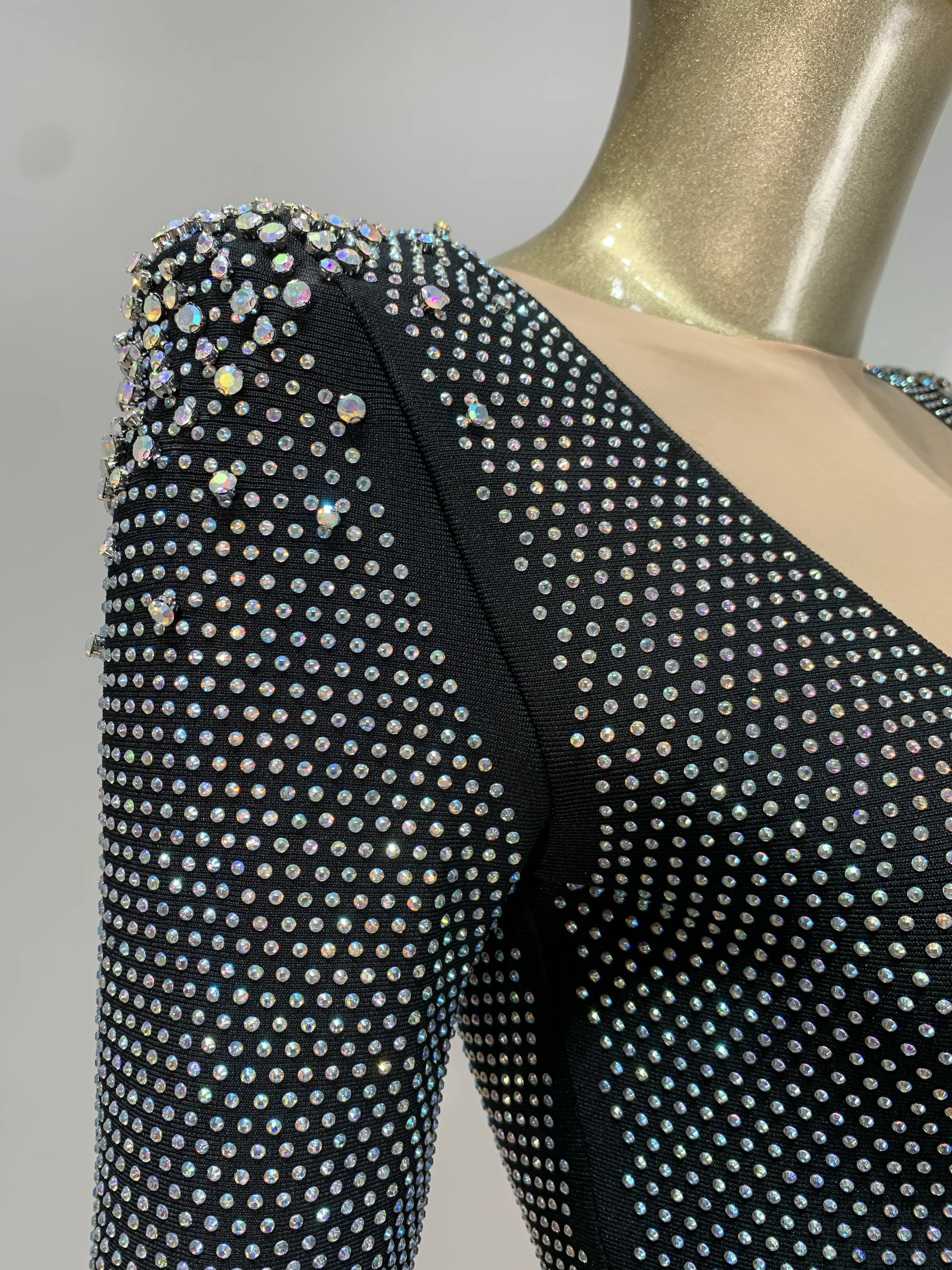 Женское дизайнерское Бандажное платье эластичное вечернее с длинным рукавом и