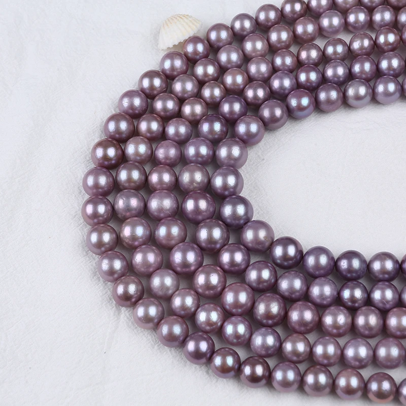 

Wholesale 12-15mm Purple Edison Round Shape cultured Freshwater Pearl Beads Strand