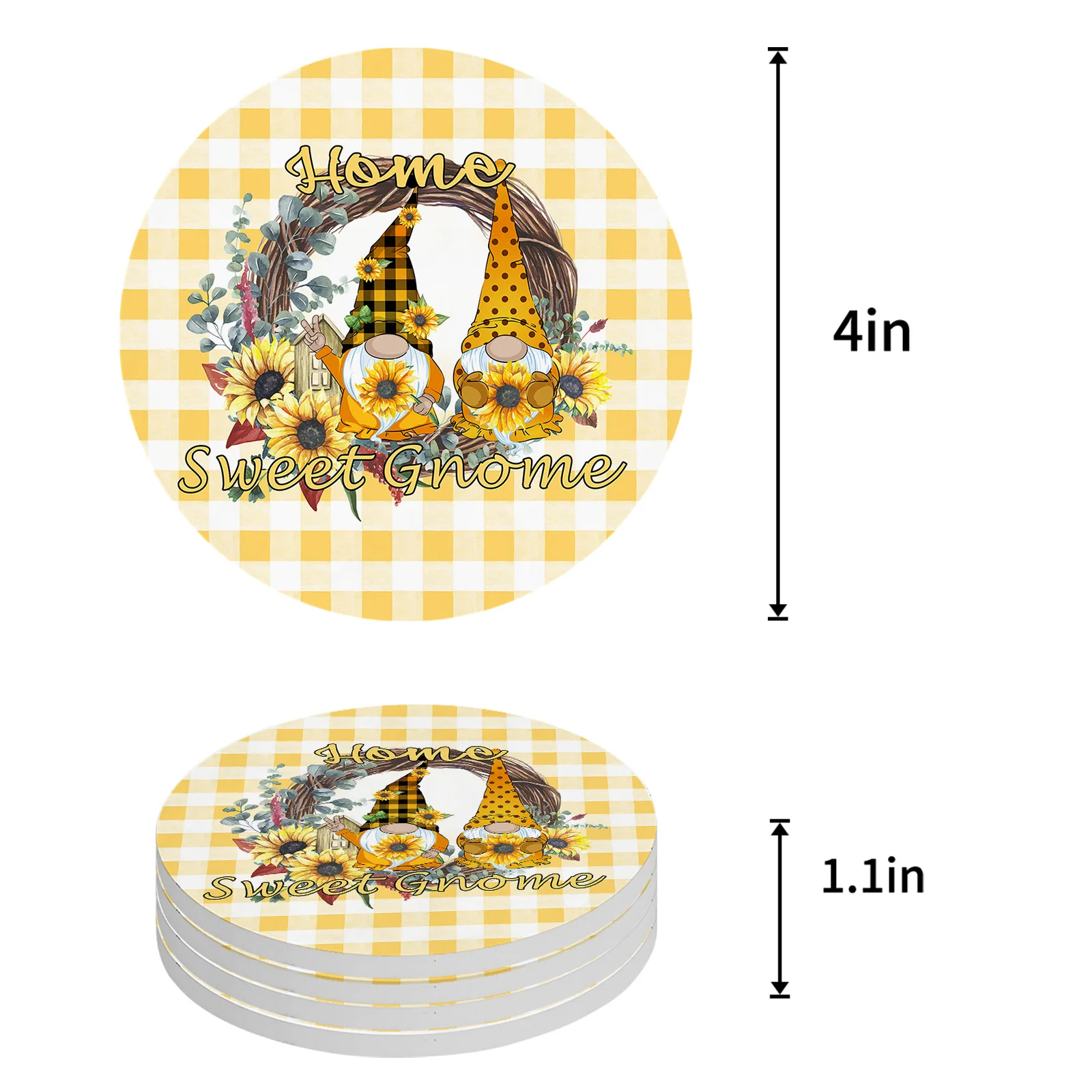 Домашнее милое гномное решетчатое Подсолнухи кухонный стол круглая подставка