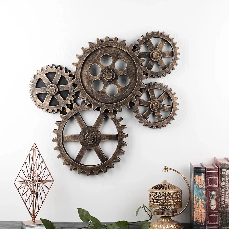 

Wooden Gear Wall Hanging Creative Crafts Personality Bar Wall Decoration Retro Industrial Wind Coffee Bar Wall Decoration