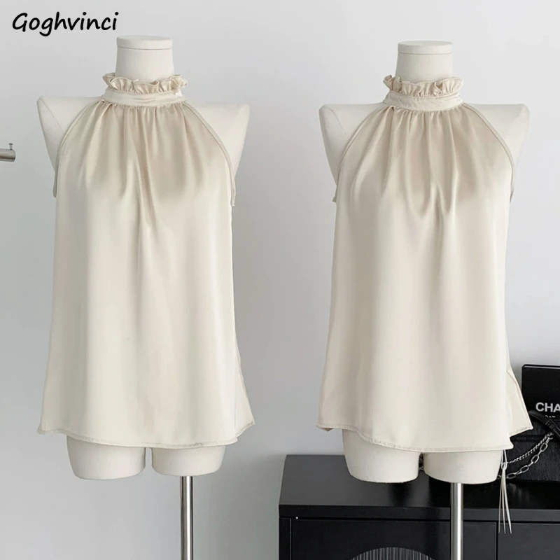 

Блузка женская с оборками, мягкий пикантный Топ во французском стиле, свободная универсальная Повседневная Уличная одежда без рукавов, на лето