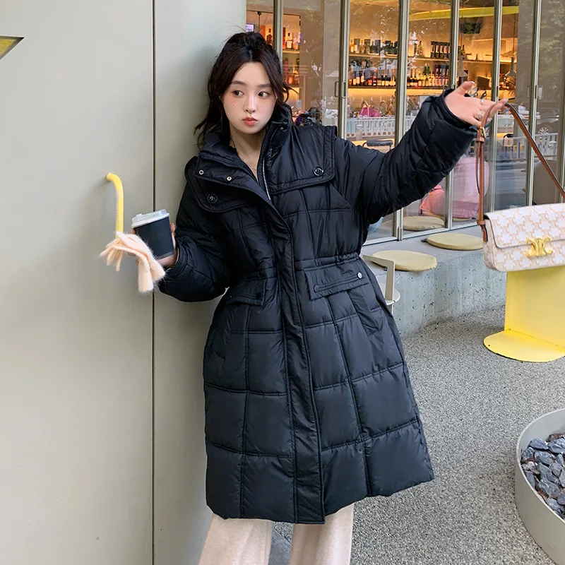 New Winter Women Down Cotton Jacket Long Fashion Casual Slim Thickened Warm Cotton Jacket Coat Long Sleeve Solid Woman Clothes