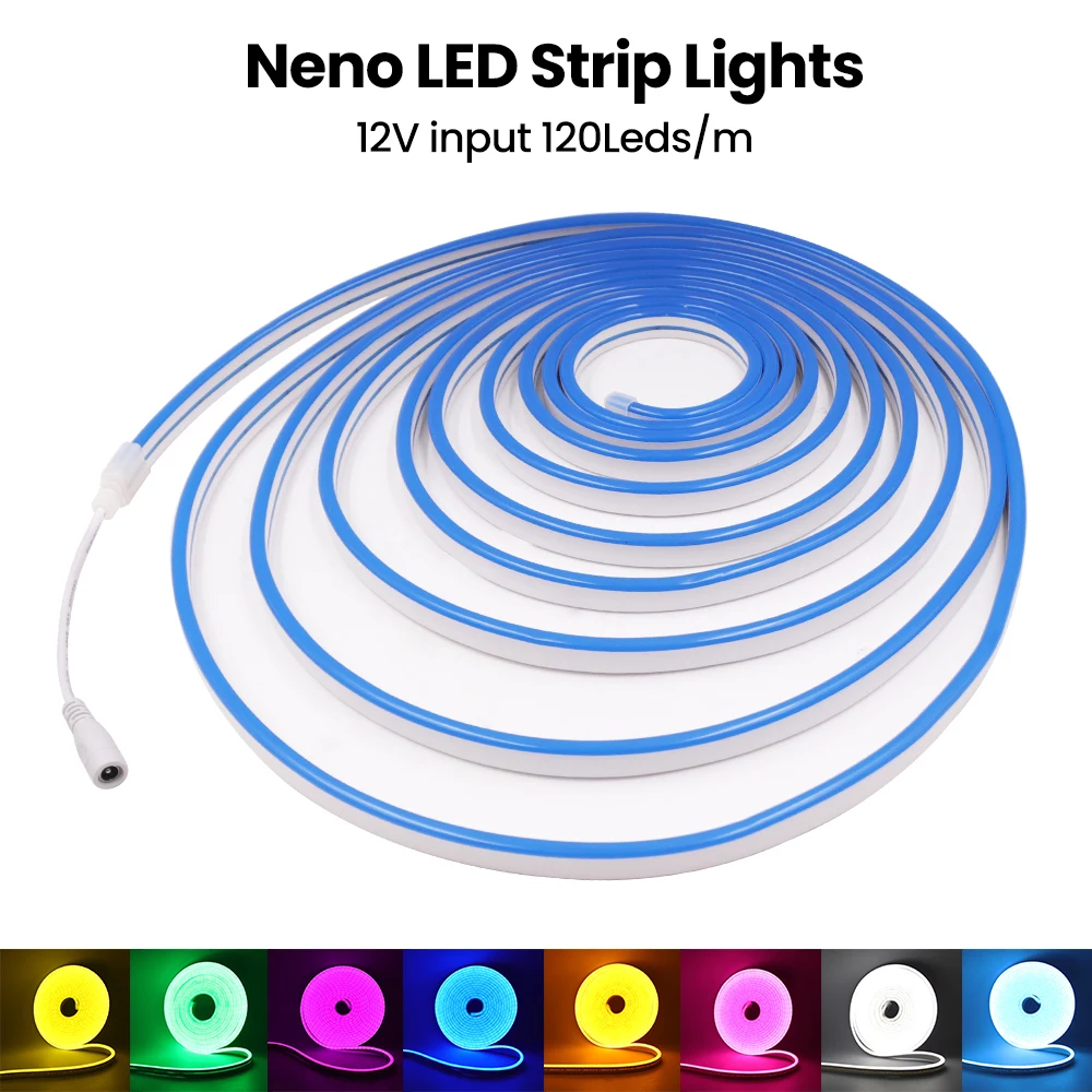 

DC 12V Neon Strip IP65 Waterproof 120Leds/M White/Blue/Pink/Yellow/Green Home Garden DIY Flexible Ribbion Rope LED Light