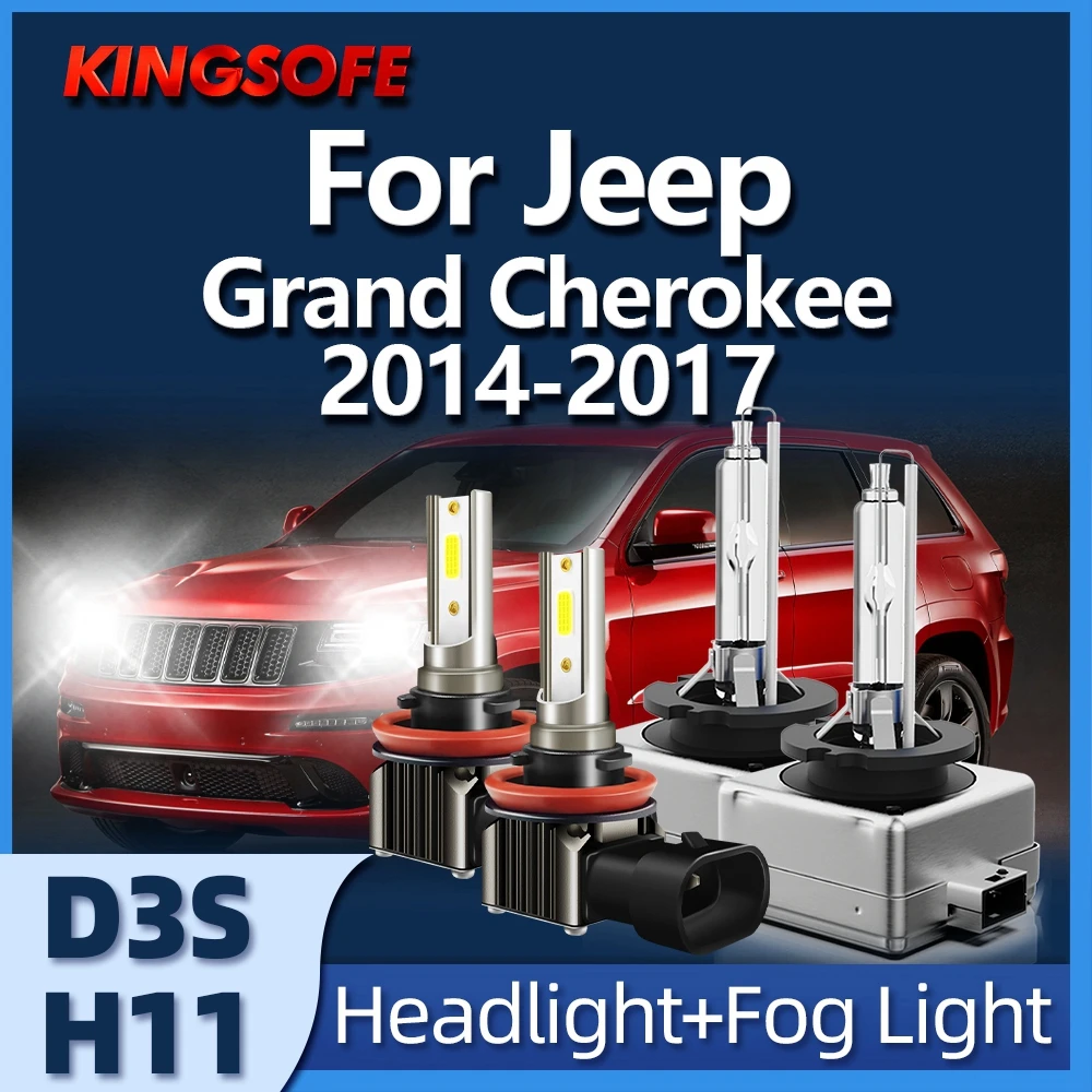 

4Pcs автомобиль свет D3S ксенон фары высокой интенсивности H11 светодиодный чип чип противотуманный свет 6000K подходят для джипа Grand Cherokee 2014 2015 2016 2016 2017