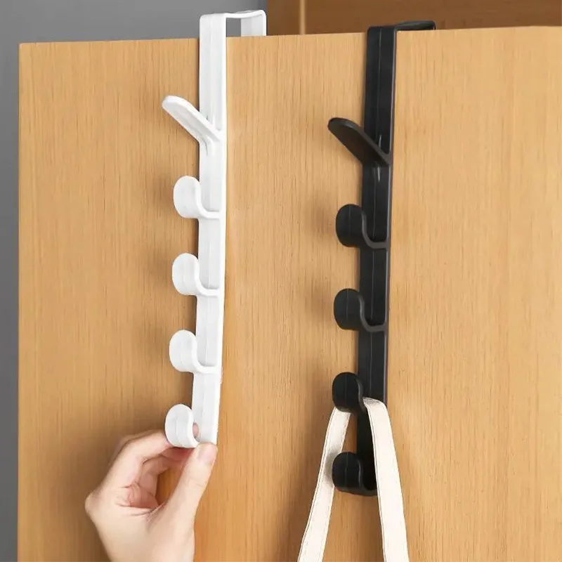 

Bedroom Door Hooks Clothes Hanging Rack Over The Door Plastic Home Storage Organization Hooks Purse Holder for Bags Rails