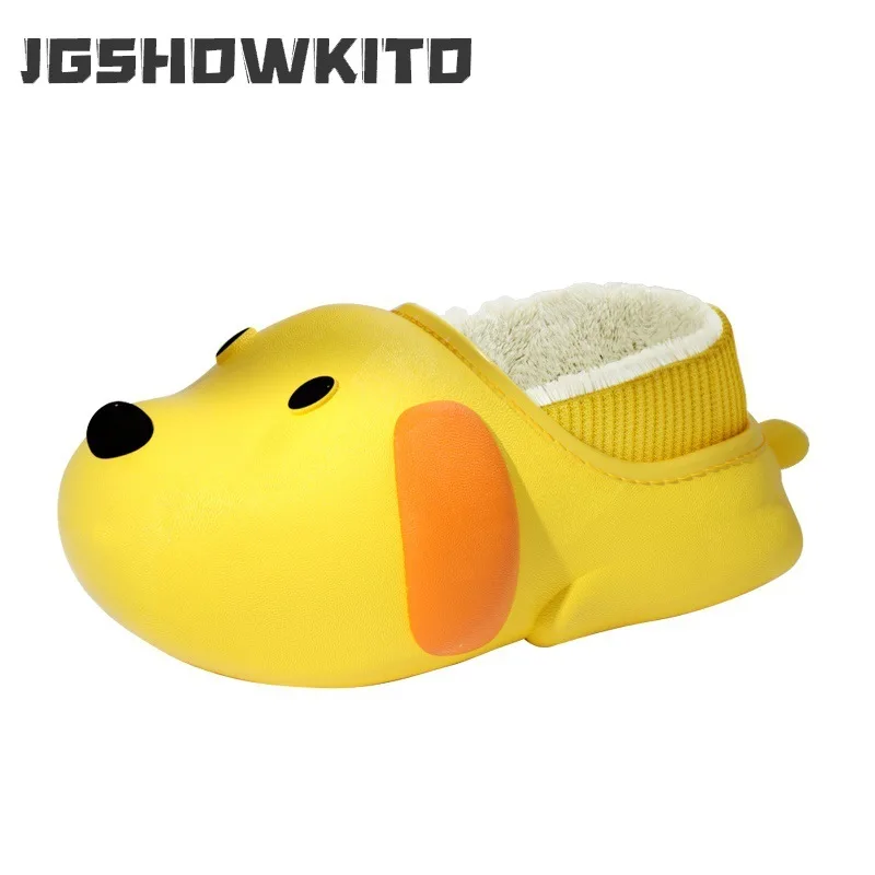 

Baby Cute Puppy Waterproof Indoor Children Cotton Shoes for Boys Solid Color 2023 Winter Warm Girls Slippers Fashion Kids Causal