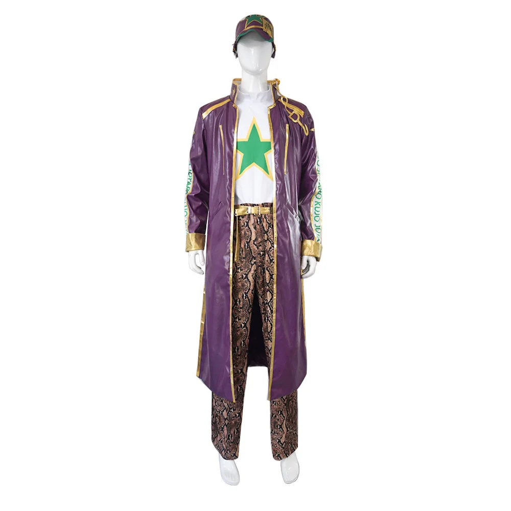 

Anime JOJO's Bizarre Adventure Kujo Jotaro Cosplay Costume Stardust Crusaders Coat Cap Uniform for Men Halloween Party Role Play