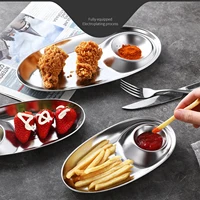 stainless steel food tray assorted sauce storage dish plates tableware fruit snack serving plates french fry chips salad dishes
