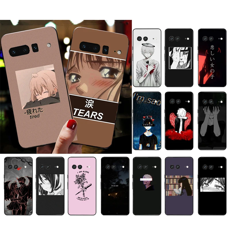 

Phone Case for Google Pixel 7 Pro 7 6A 6 Pro 5A 4A 3A Pixel 4 XL Pixel 5 6 4 3 XL 3A XL 2 XL Funda Sad Anime Aesthetic