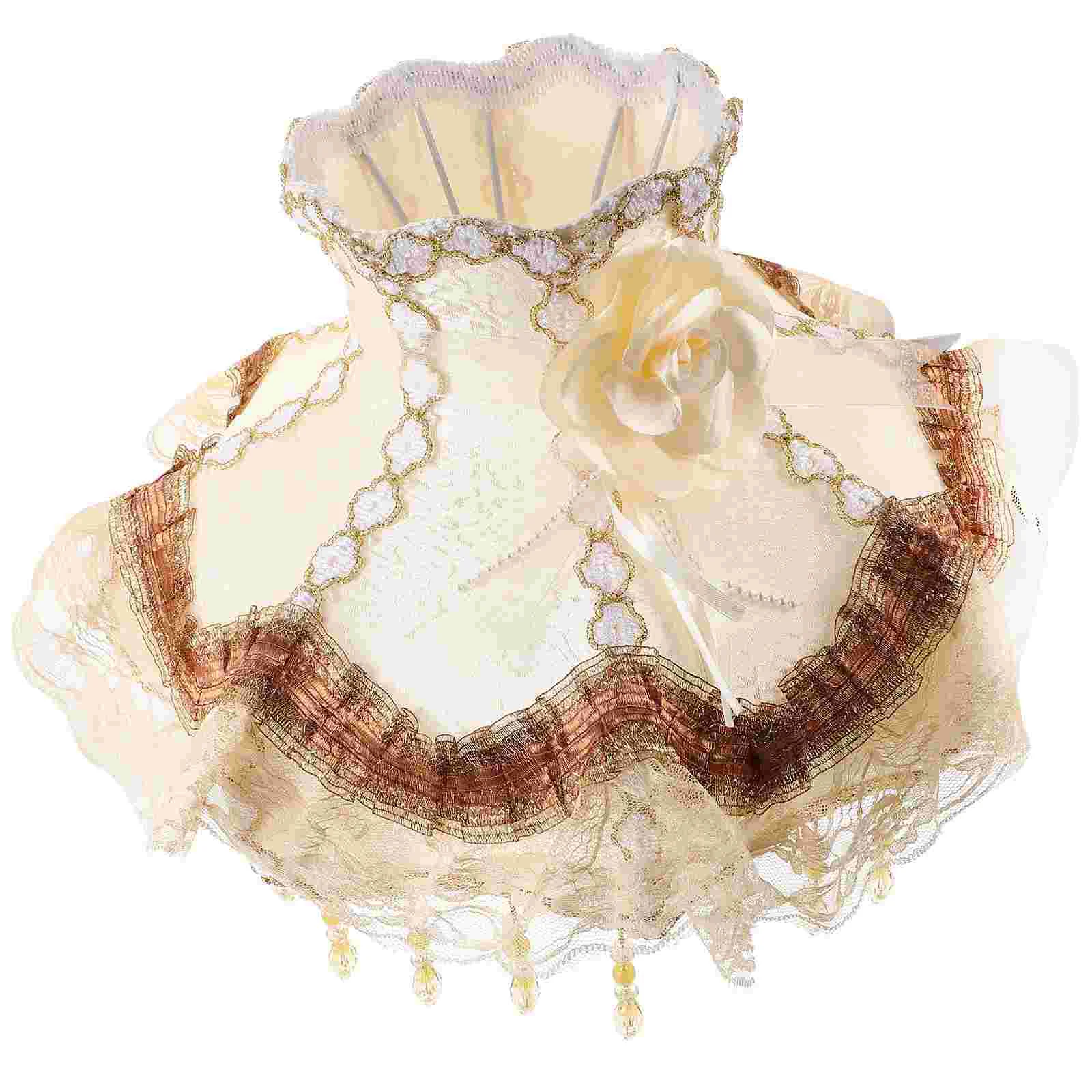 

European Retro Lampshade Replacement Home Accessories Retro Floor Lamp Beads Cloth Fabric