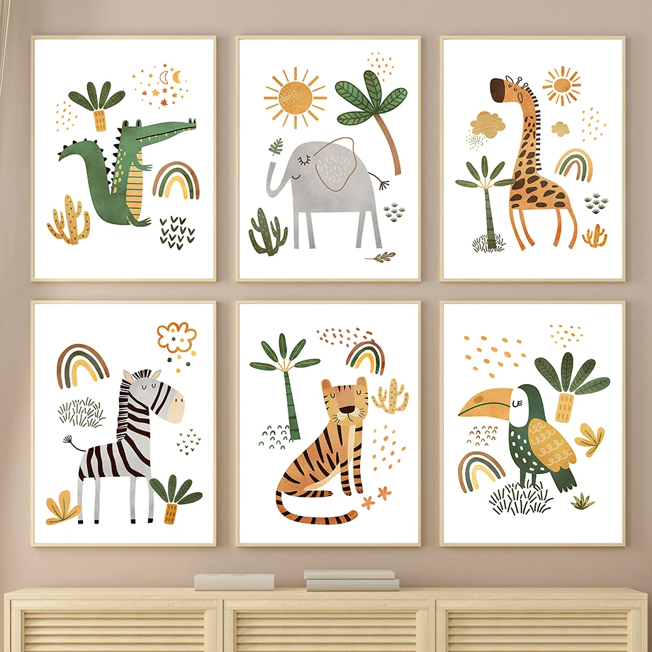 Дикие животные кролик коала Лев Рино леопард слон искусство Настенная роспись