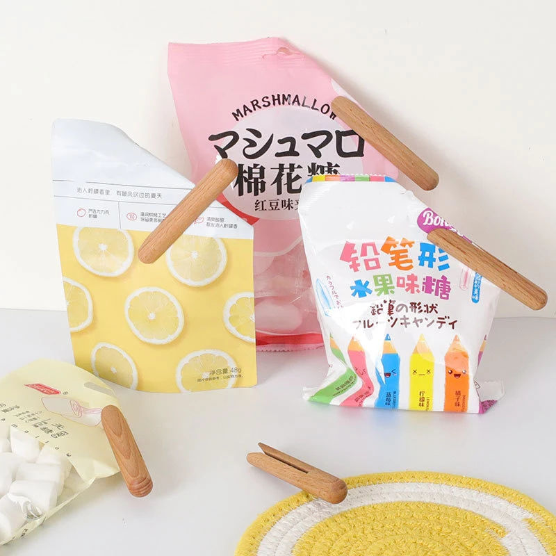 

1PC Creative Snack Wooden Sealing Clip Portable Food Snacks Tea Milk Powder Seasoning Bag Sealer