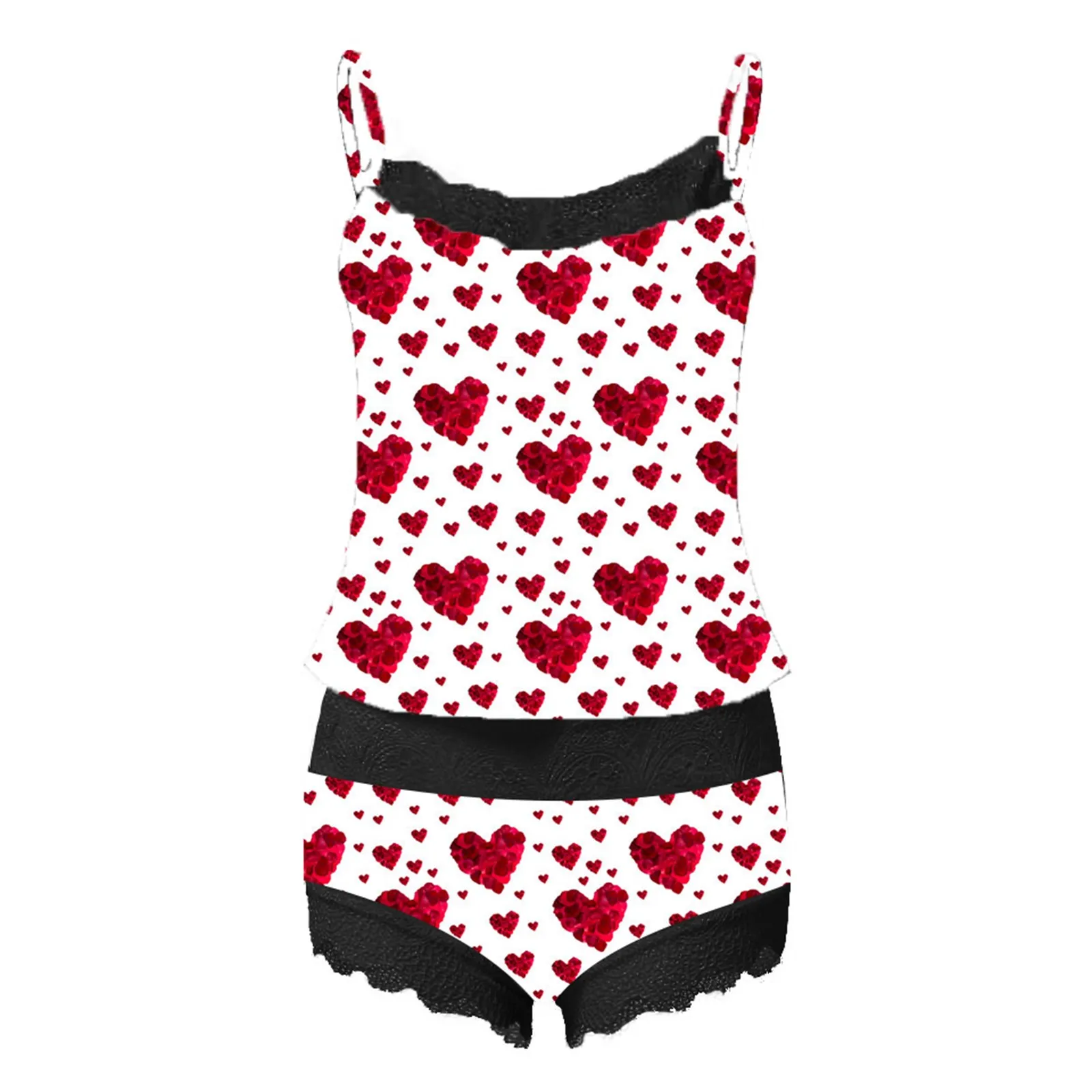

Print Sleepwear Lingerie Pajamas Sleeveless Cami Women Set Lace Shorts Intimates intimates accesorios Women