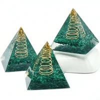 1pcsnatural stone green gold spring pyramid ornament for jewelry making diy accessories home decor healing gems charm gift party