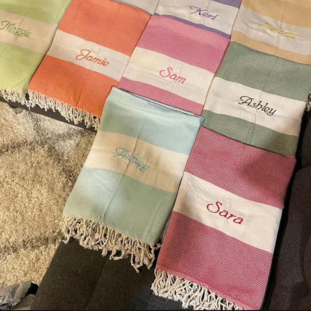 

Personalized Beach Towel Embroidery Name Bachelorette Party Favor Gifts Supply Bridesmaid Gift Towel Holiday Travel Beach Scarf