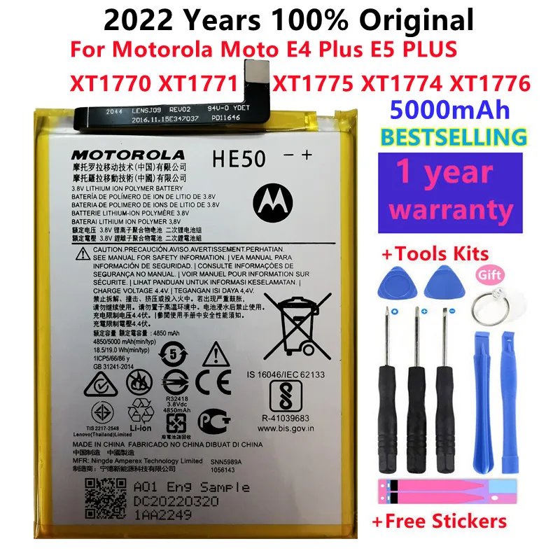 

100% Original 5000mAh HE50 Battery For Motorola Moto E4 Plus E5 PLUS XT1770 XT1771 XT1775 XT1774 XT1776 Phone Batteries Bateria