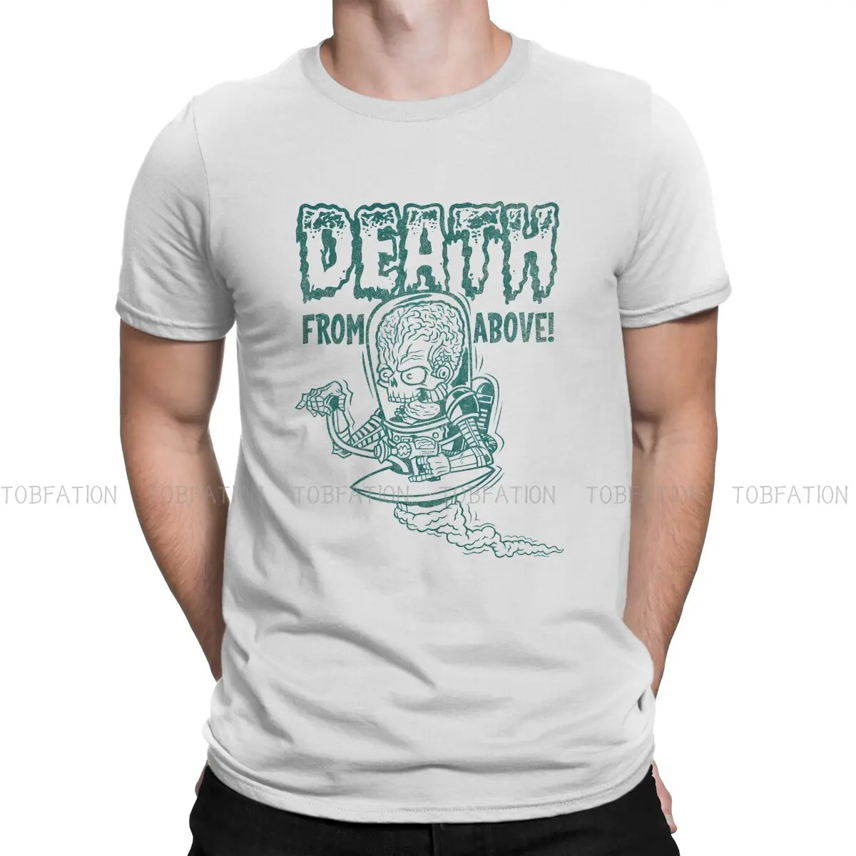 

Death From Above Fashion TShirts Mars Attacks Alien Sci-Fi Movies Male Graphic Pure Cotton Tops T Shirt Round Neck Oversized