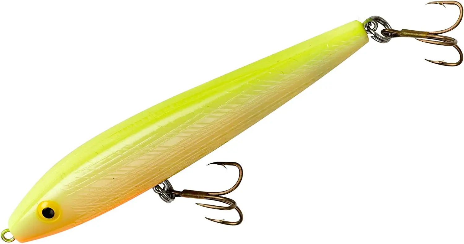 

Isca de pesca Jumpin' Minnow, costas de osso/verde-limão/barriga laranja, 8,8 cm (3 1/2 pol.)