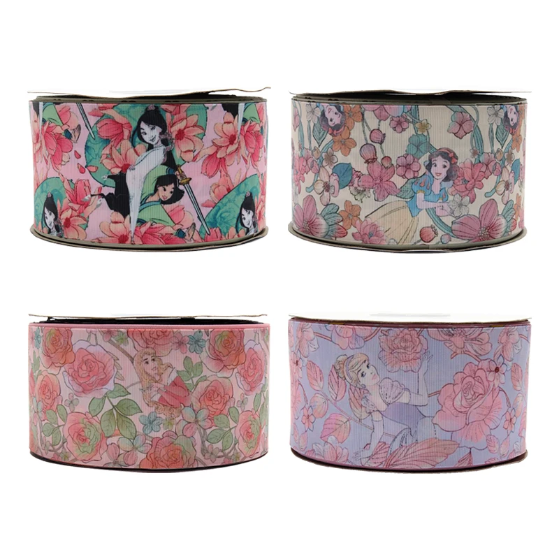 

Цветок из корсажной ленты Disney, с принтом, 3 дюйма, 75 мм, 10 ярдов, для бантов «сделай сам», праздничное украшение ручной работы