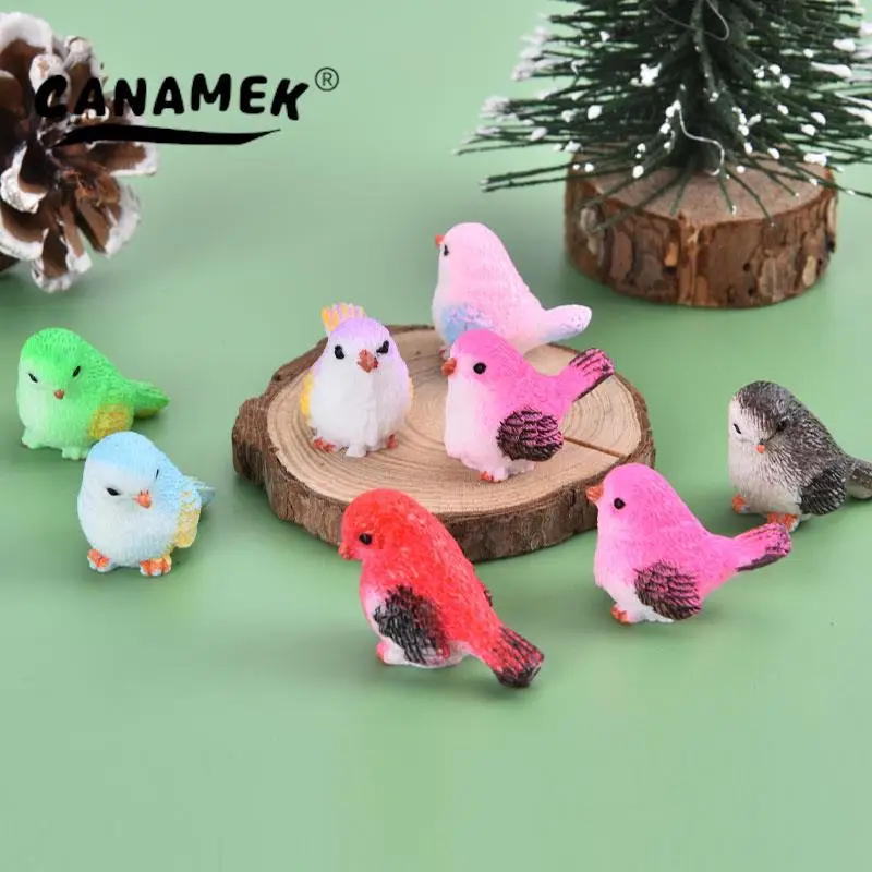 

8/1pcs Little Cute Parrot Bird Nest Figurine Animal Model Home Decor Miniature Resin Fairy Garden Bonsai Decoration Accessories