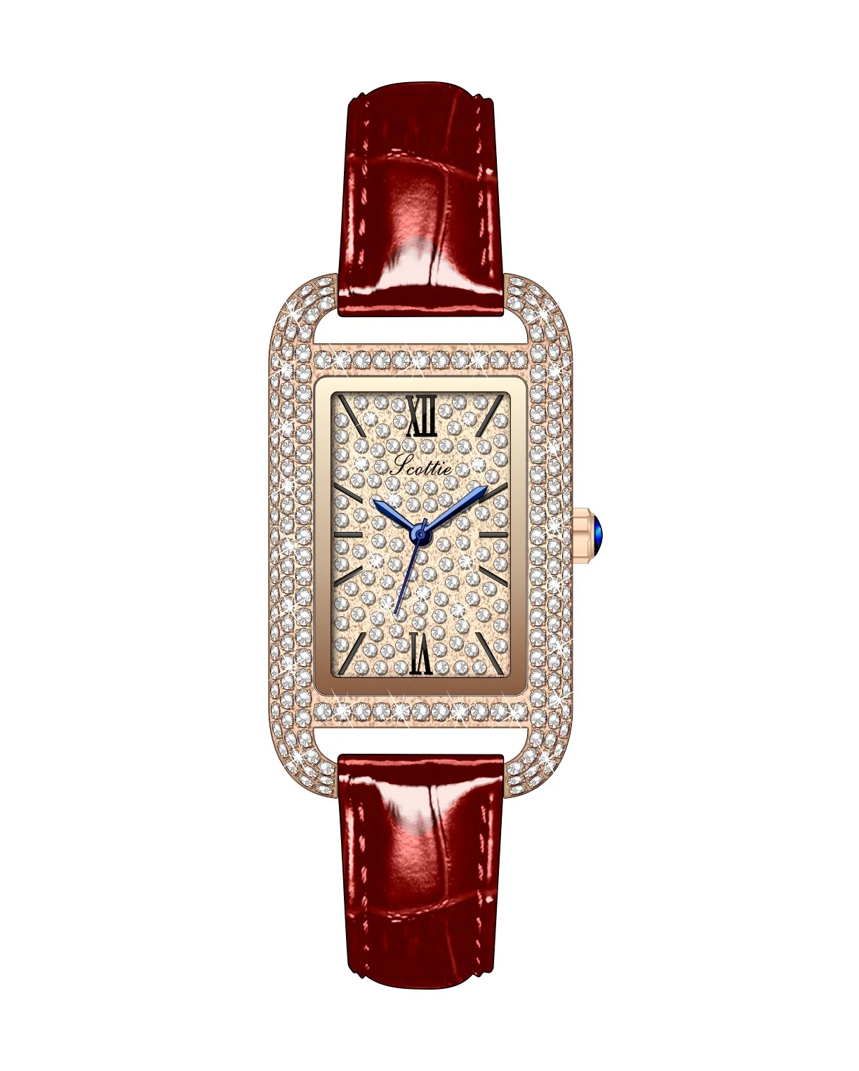 

2022 Women Diamond Waterproof Luminous Ladies Leather Watches Fashion Hollow Top Luxury Rose Gold Quartz Wristwatch Gift