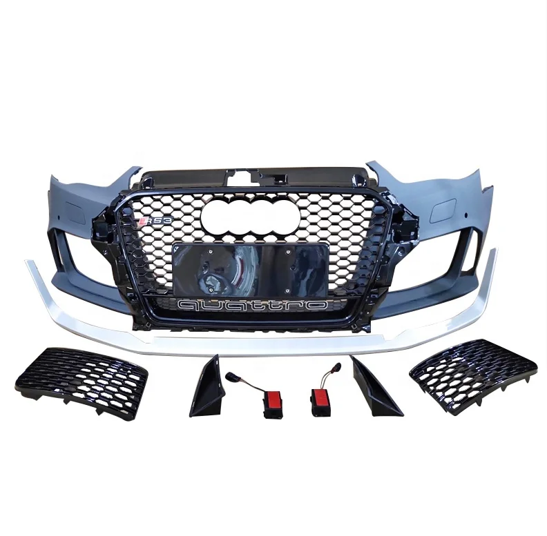 car Front Bumper With honeycomb grill For A3 8V S3 upgrade to RS3 PP ABS Material Car accessories Auto BodyKit 2014-2016