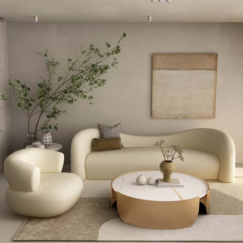 

Тканевый диван для гостиной современный простой маленький семейный дизайнерский wanghong креативный скандинавский кашемировый диван из ягнен...