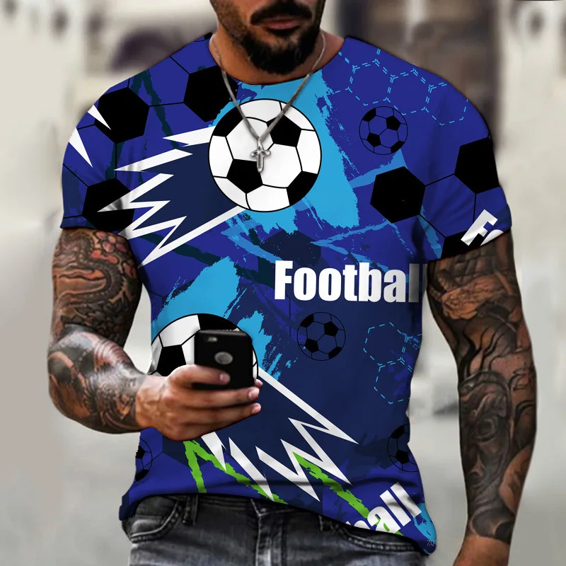 Купи Summer Short T-Shrit Men's Short Sleeve 3D Printing Football Men's T-shirt Funny Fashion Streetwear O-neck Short Sleeve Tops за 241 рублей в магазине AliExpress