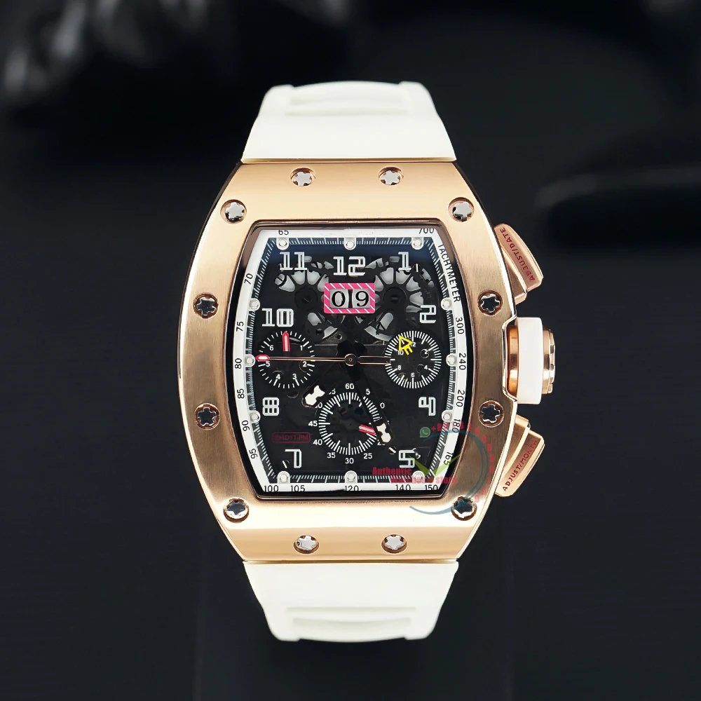 

2023 New RM 011 Clock Men's skeleton Dial Mechanical Watch Automatic Wrist Rose Gold Watch Tourbillon Military Relogio Masculino