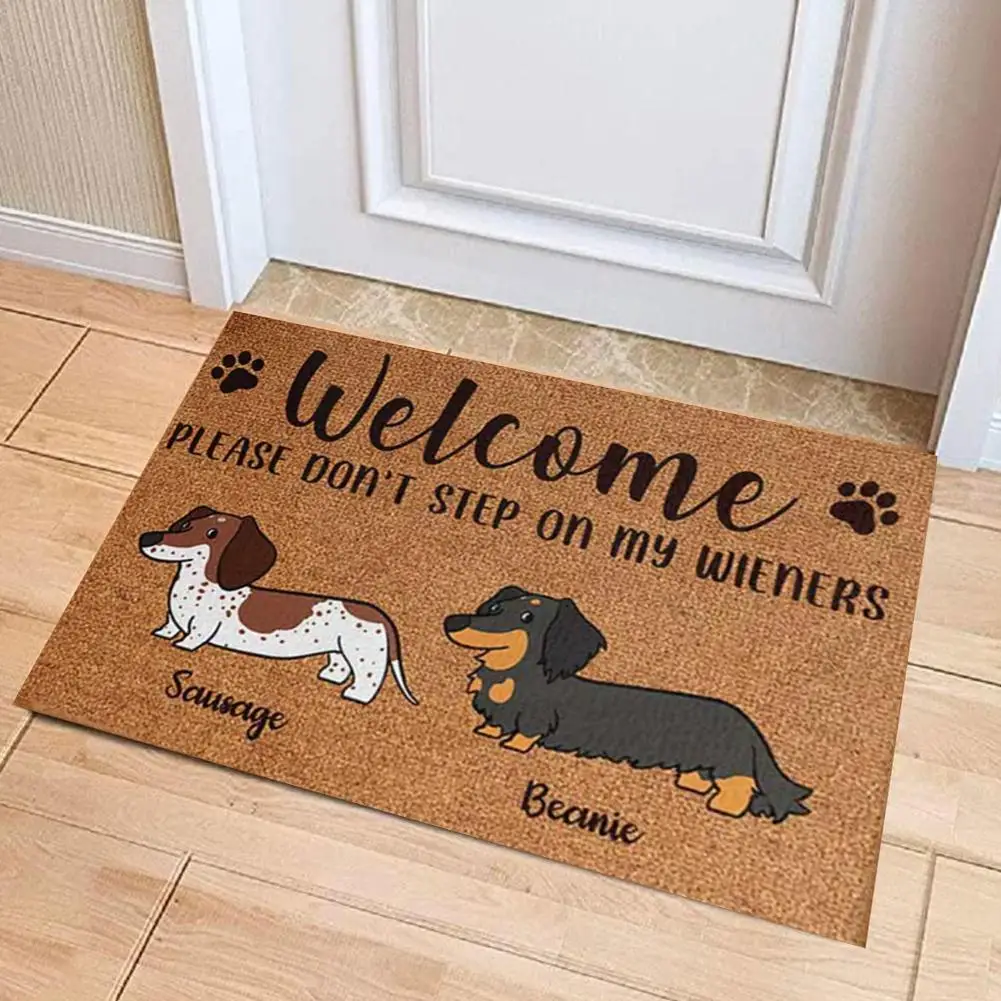 

Outdoor Welcome Custom Doormat For Entrance Personalized Giftstext Name Pet Dog Photo Printed Door Mats Y6h2