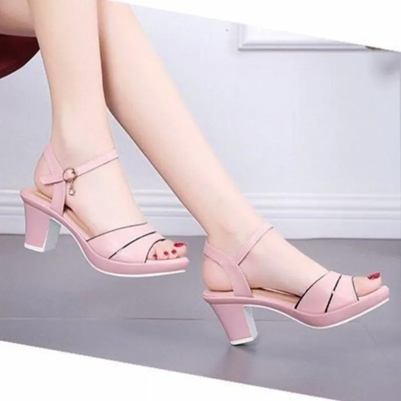 Women Sandals 2023 Summer Pumps For Womans Party Shoes Peep-toe 6cm High Heels Fashion Womans Casual Heeled Shoes sandale femme