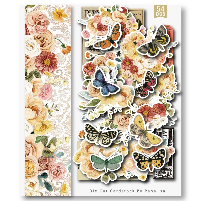

Panalisacraft 54pcs Butterfly Vintage Cardstock Die Cuts Collection Kit for Scrapbooking Planner/Card Making/Journaling Project