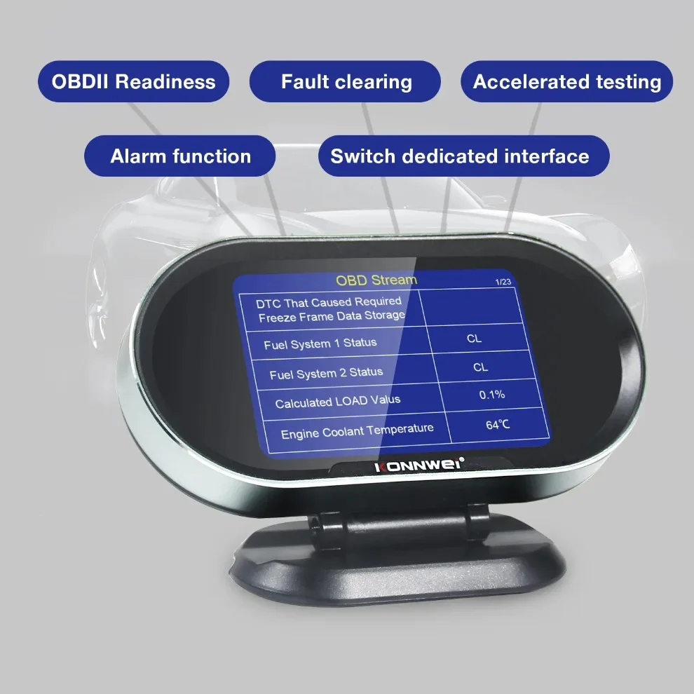 Фото KONNWEI KW206 OBD2 бортовой компьютер авто цифровой OBD 2 сканер потребление топлива датчик температуры воды дисплей №2