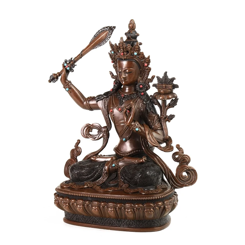 

Manjussa Buddha Statue Exquisite Pure Copper Manjusa Decoration Tibetan Buddhism Tantra Nepal Craft
