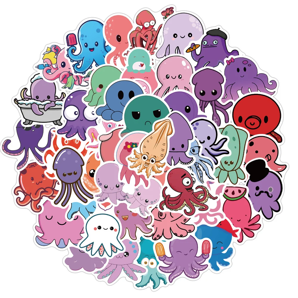 

10/50PCS Cartoon Stickers Octopus Cute Different Style Octopus Sticker Animals Funny Corgi On Laptop Phone Pet Party Kids Gifts