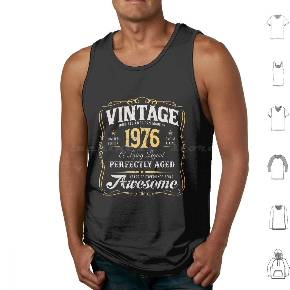 

43Rd Birthday Made In 1976 Vintage 43 Years Old Gift Tank Tops Print Cotton Born In 1969 Born In 1970 Born In 1971 Born