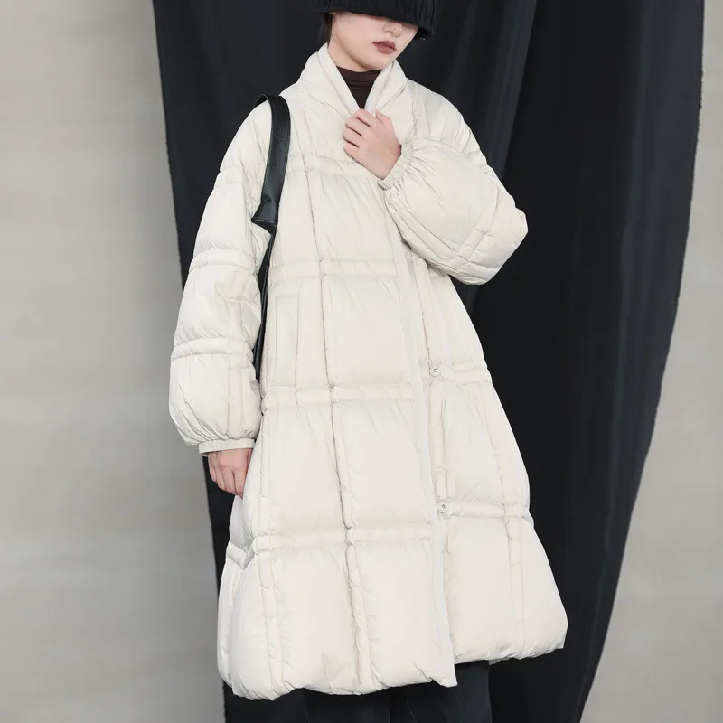 Loose Warm Medium Length Down Jacket Women's White Duck Down Thick Vintage 2022 Autumn and Winter Fashion New Winter Clothing