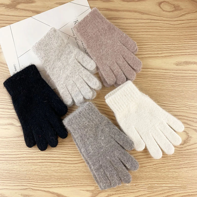 

Women Men Knitted Gloves Winter Warm Thicken Wool Cashmere Full Fingers Gloves Outdoor Riding Cycling Gloves Plush Mittens