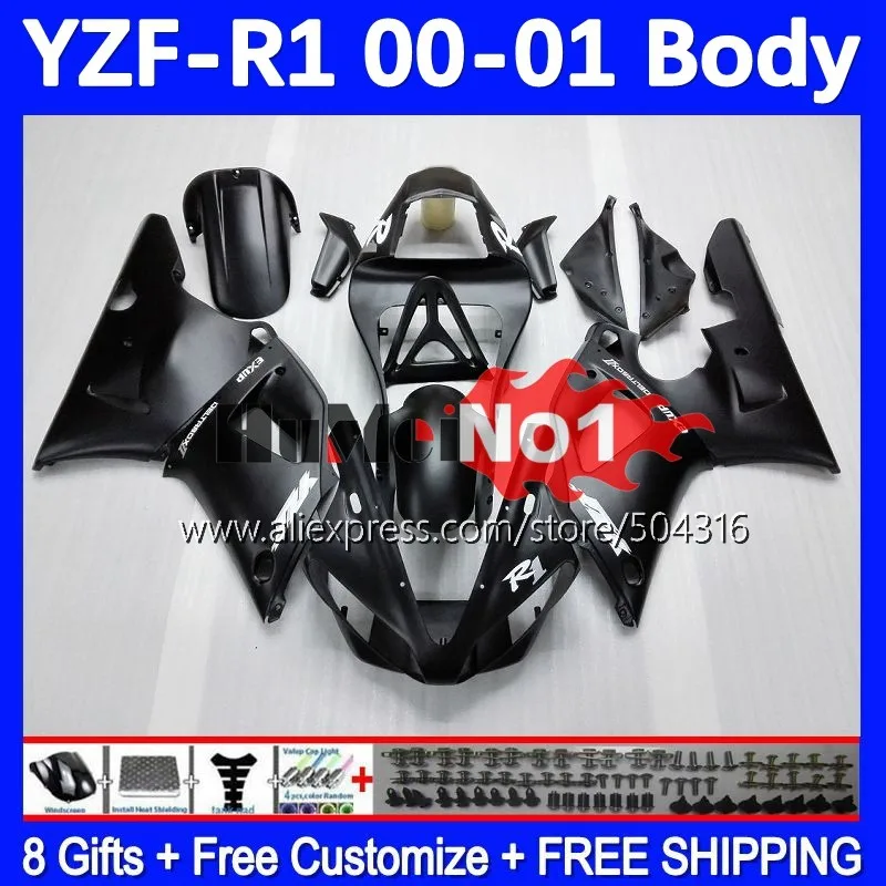 

Body Kit For YAMAHA YZF-R1 YZF R1 R 1 1000 CC 1000CC YZFR1 00 01 161MC.14 YZF1000 00-01 YZF-1000 2000 2001 Fairing matte black