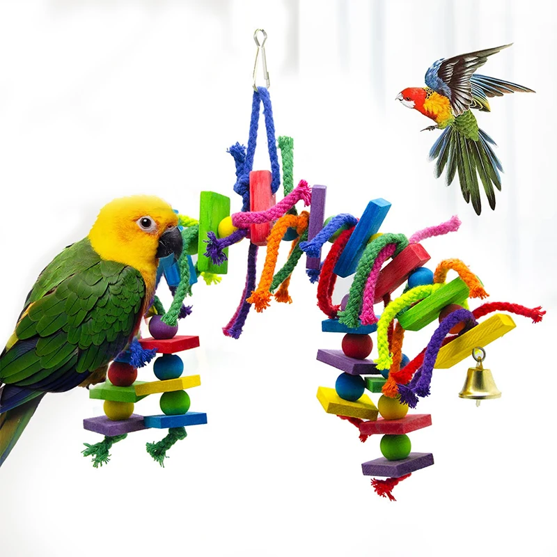 

Цветная деревянная веревка для попугаев, деревянная лестница для игрушек для птиц, подставка для качели, Budgie, попугай, клетка для животных, птица, попугай, жевательные качели, игрушки
